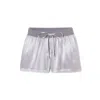 Pj Harlow Nights In Dark Satin Shorts In Dark Silver In Silver