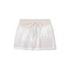 Pj Harlow Mikel Satin Boxer Short With Draw String In Eggnog In White