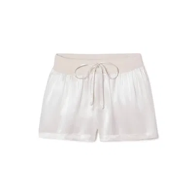 Pj Harlow Mikel Satin Boxer Short With Draw String In Eggnog In White