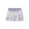 Pj Harlow Mikel Satin Boxer Short With Draw String In Lavender In Multi