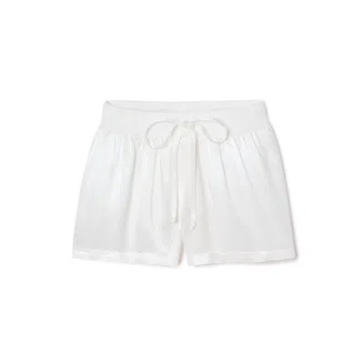 Pj Harlow Mikel Satin Boxer Short With Draw String In Pearl In White