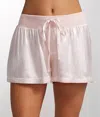 Pj Harlow Mikel Satin Boxer Short With Draw String In Blush In Gold