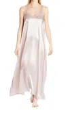 PJ HARLOW MONROW SATIN LONG NIGHTGOWN WITH GATHERED BACK IN BLUSH