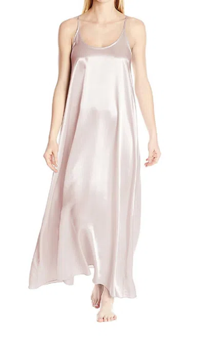Pj Harlow Monrow Satin Long Nightgown With Gathered Back In Blush In Gold