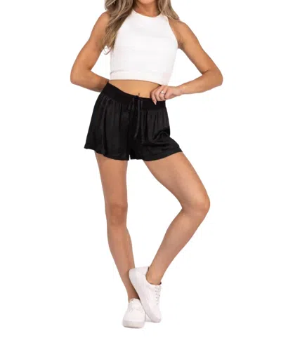 PJ HARLOW NIGHTS IN DARK SATIN SHORTS IN BLACK