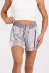 Pj Harlow Nights In Dark Satin Shorts In Dark Silver In Multi