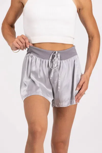 Pj Harlow Nights In Dark Satin Shorts In Dark Silver