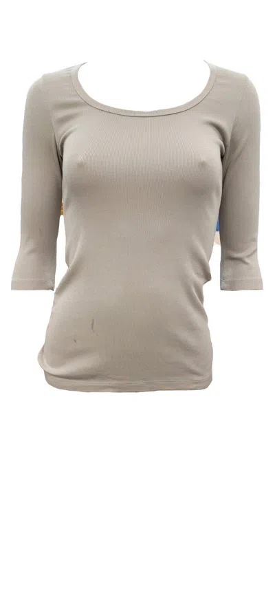 Pj Harlow Norah 3-4 Sleeve Rib Tee In Clay In Beige