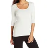 PJ HARLOW NORAH 3/4 SLEEVE RIB TEE IN PEARL