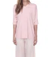 Pj Harlow Riley Rib Knit Baseball Tee With Satin Trim In Blush In Gold