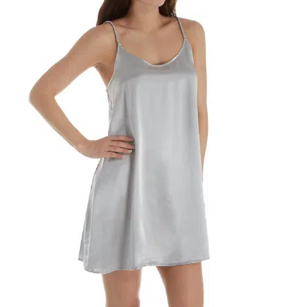 Pj Harlow Rowen Satin Short Nightgown Braided Strap In Dark Silver