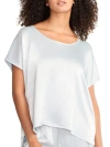 Pj Harlow Roxxy Satin Lounge Top In Morning Blue