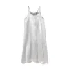 Pj Harlow Ruby Satin Knee Length Gown With Spaghetti Straps & Gathered Back In Dark Silver In Multi