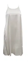 Pj Harlow Ruby Satin Knee Length Gown With Spaghetti Straps & Gathered Back In Pearl In Multi