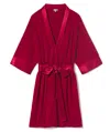 PJ HARLOW SHALA RIB KNIT ROBE W/ SATIN TRIM IN RED