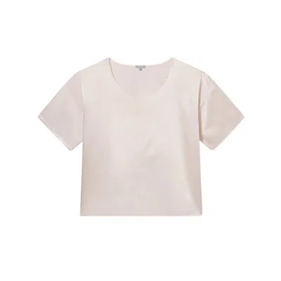 Pj Harlow Women's Brie Short Sleeve Satin Tee In Icy Pink In Multi