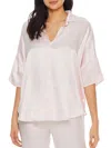 Pj Harlow Fran Satin Notch Collar Pajama Top In Neutral