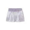 Pj Harlow Mikel Satin Boxer Short With Draw String In Lavender In Purple