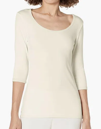 Pj Harlow Women's Norah Rib Knit 3/4 Sleeve Tee In Eggnog In Neutral