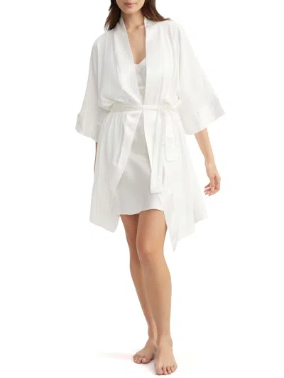 Pj Harlow Women's Shala Ribbed Knit Robe In White
