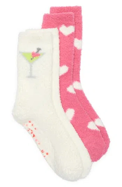 Pj Salvage 2-pack Cozy Crew Socks In Pink