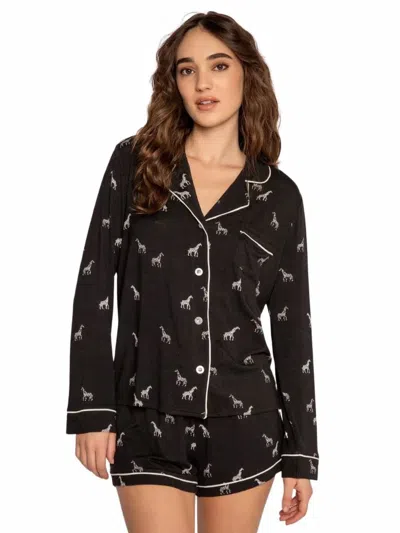 Pj Salvage 2 Piece Giraffe Pajama Set In Black