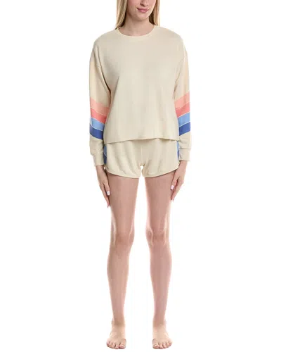 Pj Salvage 2pc Sunrise Stripes Pajama Set In Neutral