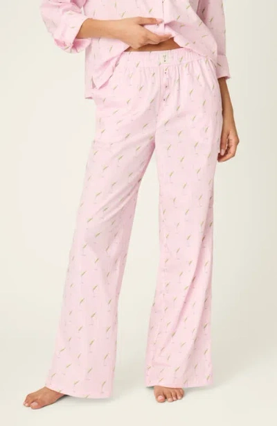 Pj Salvage Afterparty Cotton Poplin Pajama Pants In Pink