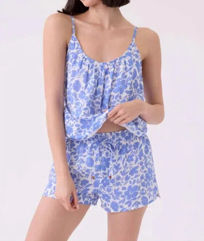 Pj Salvage Airy Cotton Voile Short Pajama Set In White/blue