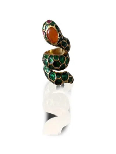 Pj Salvage Anakonda Enamel-detail Ring In Multi