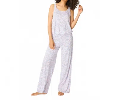 Pj Salvage Animal Lover Leopard Print Tank Top And Pants Set In Bluebird In Purple