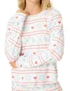 Pj Salvage Apres All Day Long Sleeve Top In Snowflake In Grey