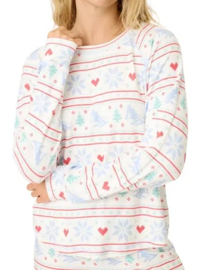 Pj Salvage Apres All Day Long Sleeve Top In Snowflake In Grey