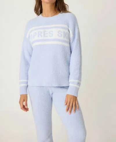 Pj Salvage Apres All Day Snuggle Sweater In Blue Whisper In White