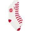 Pj Salvage Assorted 2-pack Fuzzy Fun Socks In White/red