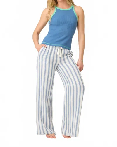 Pj Salvage Back From The Beach Striped Gauze Pants In Blue Ivory