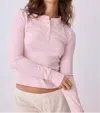 Pj Salvage Back To Basics Pointelle Long Sleeve Top In Pink In Pink