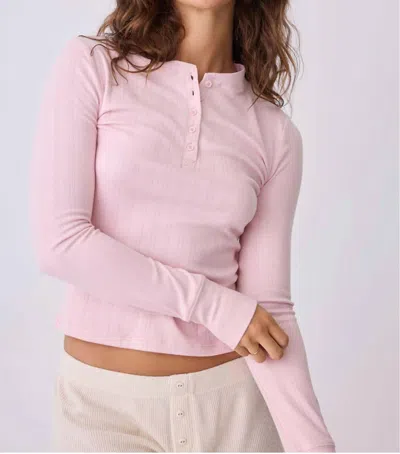 Pj Salvage Back To Basics Pointelle Long Sleeve Top In Pink