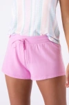 Pj Salvage Baja Babe Fleece Drawstring Shorts In Pink Candy