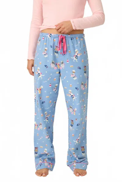 Pj Salvage Baked Woof Love Dog Print Flannel Pants In Blue