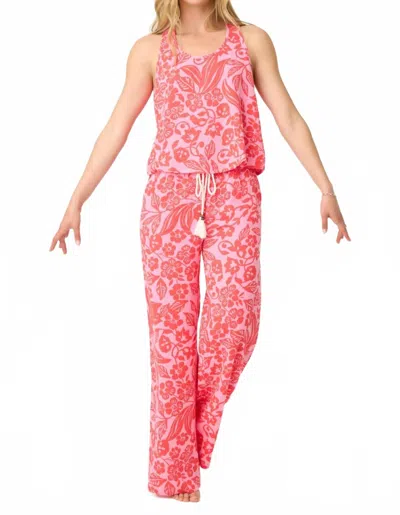 Pj Salvage Bali Bay Floral Pants In Coral Pink In Multi