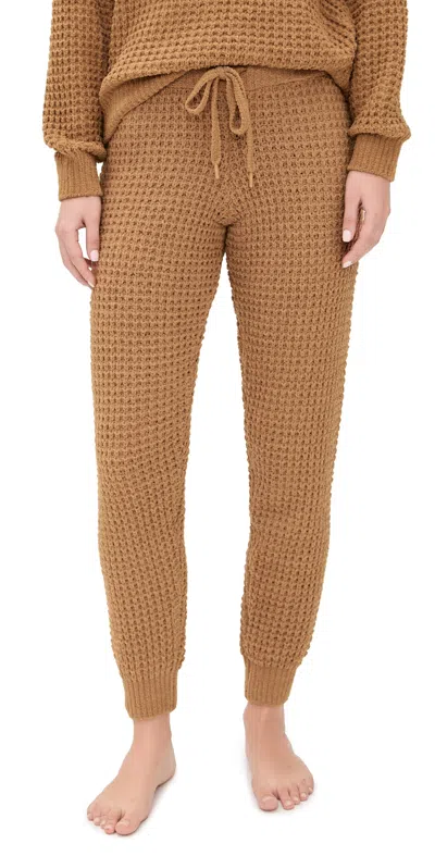 Pj Salvage Band Cozy Chenille Waffle Pants Caramel In Brown