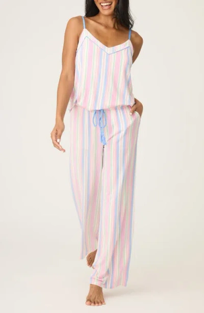 Pj Salvage Bayside Dreams Herringbone Stripe Jersey Pajamas In Pink