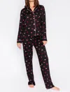 Pj Salvage Be Mine Lip Print Pajama Set In Black In Black