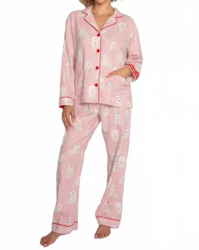 Pj Salvage Bearly Awake Flannel Pajama Set In Pink Dream