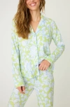 Pj Salvage Long Sleeve Beautiful Life Pj Top In Electric Lime In Multi