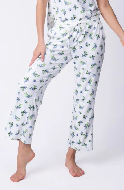 Pj Salvage Blueberry Print Pointelle Crop Pyjama Trousers In Ivory