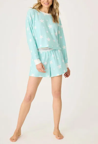 Pj Salvage Boyfriend Boxer Set In Light Mint In Blue