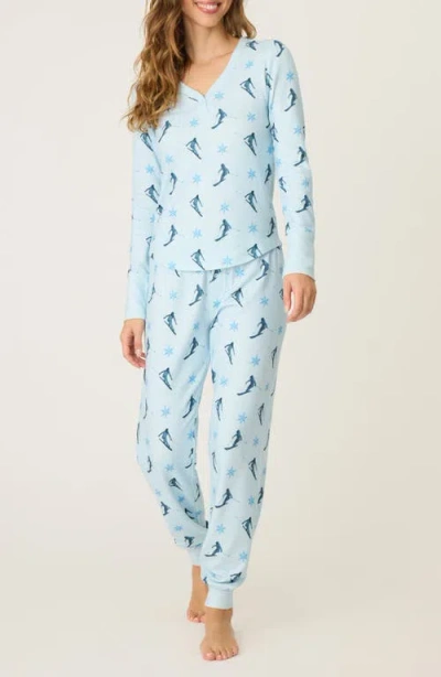 Pj Salvage Brushed Butter Jersey Pajamas In Sky Blue