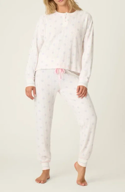 Pj Salvage Brushed Thermal Knit Pajamas In White